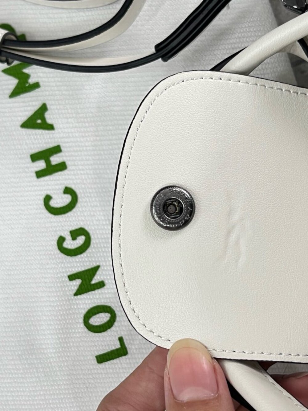 Longchamp Le Pliage XS White Full Leather Mini Top Handle Crossbody Bag - Picture 7 of 7